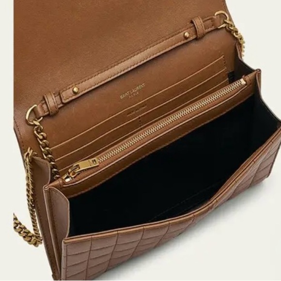YSL Brown Quilted Wallet on chain - Picture 7 of 14